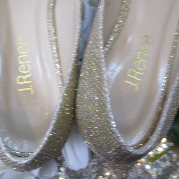 J Renee "Blair' gold sparkly wedge heels 9.5 - Picture 8 of 8